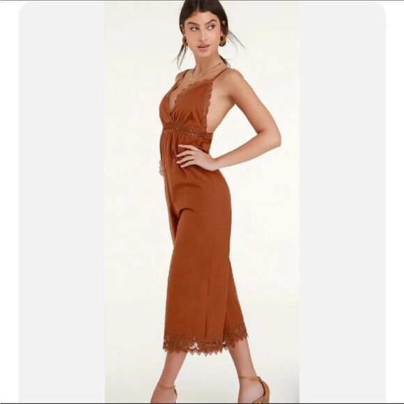 Billabong lace & lies crochet cropped jumpsuit M - Picture 1 of 11